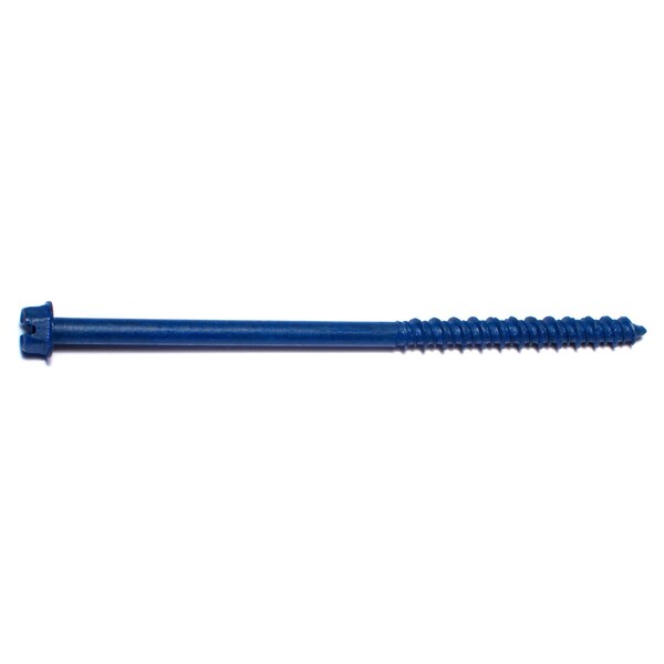 Masonry Screw, 3/16" Dia., Flat, 3 3/4 in L, Steel Blue Ruspert, 100 PK
